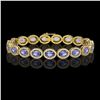 14.25 ctw Tanzanite & Diamond Micro Pave Halo Bracelet 10k Yellow Gold - REF-309M3G