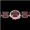 65 ctw Garnet & Micro Pave VS/SI Diamond Bracelet 14k White Gold - REF-209Y3X