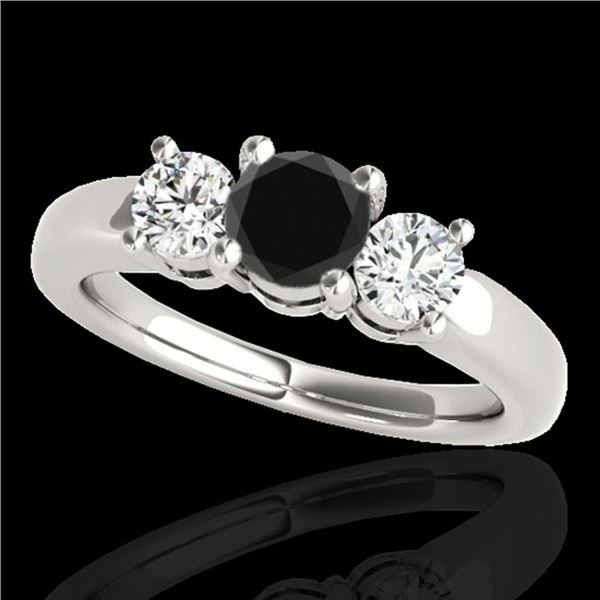 2 ctw Certified VS Black Diamond 3 Stone Solitaire Ring 10k White Gold - REF-139A3N