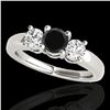 2 ctw Certified VS Black Diamond 3 Stone Solitaire Ring 10k White Gold - REF-139A3N