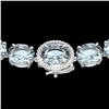 136 ctw Aquamarine & Diamond Micro Eternity Necklace 14k White Gold - REF-2090M9G