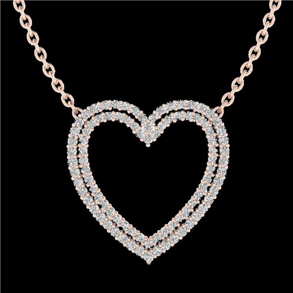 2 ctw VS/SI Diamond Heart Halo Designer Necklace 14k Rose Gold - REF-134Y8X