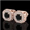 2.75 ctw Fancy Black Diamond Art Deco Stud Earrings 18k Rose Gold - REF-178H2R