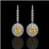 7.65 ctw Canary Citrine & Diamond Victorian Earrings 14K White Gold - REF-216M9G