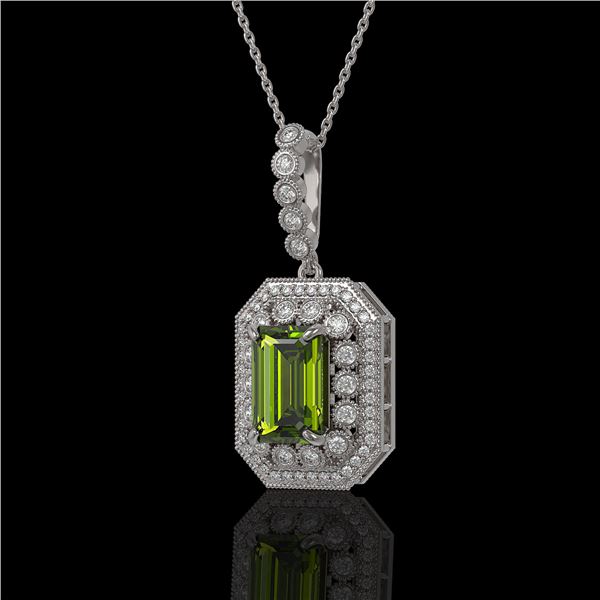 6.7 ctw Tourmaline & Diamond Victorian Necklace 14K White Gold - REF-254Y5X