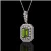 6.7 ctw Tourmaline & Diamond Victorian Necklace 14K White Gold - REF-254Y5X
