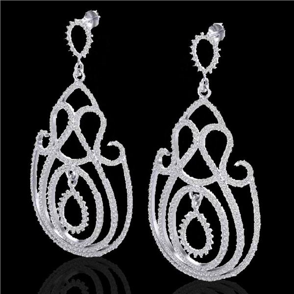 3.50 ctw Micro Pave Designer VS/SI Diamond Earrings 14k White Gold - REF-345X5A