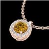 Image 2 : 1.1 ctw Intense Fancy Yellow Diamond Art Deco Necklace 18k Rose Gold - REF-167H6R