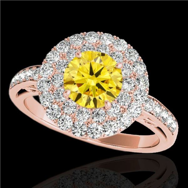 2.25 ctw Certified SI/I Fancy Intense Yellow Diamond Ring 10k Rose Gold - REF-245A5N