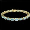 Image 2 : 19.7 ctw Sky Blue Topaz & VS/SI Diamond Eternity Bracelet 10k Yellow Gold - REF-98A2N