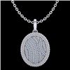 1 ctw Micro Pave Blue & White VS/SI Diamond Necklace 14k White Gold - REF-96W8H