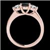 Image 2 : 3 ctw Certified VS Black Diamond 3 Stone Solitaire Ring 10k Rose Gold - REF-135F2M