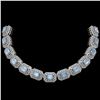 109.25 ctw Aquamarine & Diamond Victorian Necklace 14K White Gold - REF-3037X8A