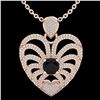 3.50 ctw Black & White Micro Diamond Heart Necklace 14k Rose Gold - REF-173G6W