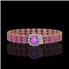 Image 1 : 24.75 ctw Amethyst & Diamond Bracelet 14K Rose Gold - REF-281A8N
