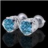 Image 1 : 3 ctw Fancy Intense Blue Diamond Art Deco Earrings 18k White Gold - REF-572W8H