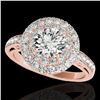 Image 1 : 2.25 ctw Certified Diamond Solitaire Halo Ring 10k Rose Gold - REF-245W5H