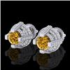 Image 1 : 2.75 ctw Intense Fancy Yellow Diamond Micro Pave Earrings 18k White Gold - REF-263M6G