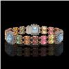 Image 1 : 20.67 ctw Sapphire & Diamond Bracelet 14K Rose Gold - REF-289F5M
