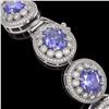 Image 3 : 50.27 ctw Tanzanite & Diamond Victorian Bracelet 14K White Gold - REF-1704M4G