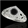 Image 1 : 1.4 ctw Certified VS Black Diamond Solitaire Antique Ring 10k White Gold - REF-59M2G