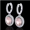 Image 1 : 3.25 ctw Morganite & Micro Pave VS/SI Diamond Earrings 18k White Gold - REF-136M4G