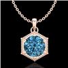 Image 1 : 0.82 ctw Fancy Intense Blue Diamond Art Deco Necklace 18k Rose Gold - REF-114Y5X