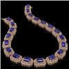 Image 2 : 137.65 ctw Sapphire & Diamond Victorian Necklace 14K Rose Gold - REF-2875N6F