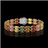 Image 3 : 29.32 ctw Sapphire & Diamond Bracelet 14K Yellow Gold - REF-312M2G