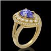 Image 2 : 4.52 ctw Certified Tanzanite & Diamond Victorian Ring 14K Yellow Gold - REF-245M5G