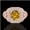 Image 2 : 1.75 ctw Intense Fancy Yellow Diamond Art Deco Ring 18k Rose Gold - REF-318R2K