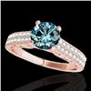 Image 1 : 1.41 ctw SI Certified Blue Diamond Solitaire Antique Ring 10k Rose Gold - REF-132W3H