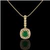 Image 2 : 2.55 ctw Certified Emerald & Diamond Victorian Necklace 14K Yellow Gold - REF-100W2H