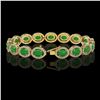Image 2 : 21.78 ctw Jade & Diamond Micro Pave Halo Bracelet 10k Yellow Gold - REF-250Y9X