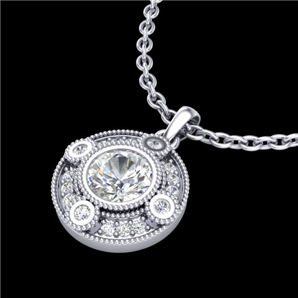1.01 ctw VS/SI Diamond Solitaire Art Deco Stud Necklace 18k White Gold - REF-221A8N