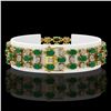 Image 2 : 25.85 ctw Emerald & Diamond Bracelet 10K Yellow Gold - REF-300H2R