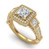 Image 1 : 3 ctw Princess VS/SI Diamond Art Deco 3 Stone Ring 18k Yellow Gold - REF-563X6A