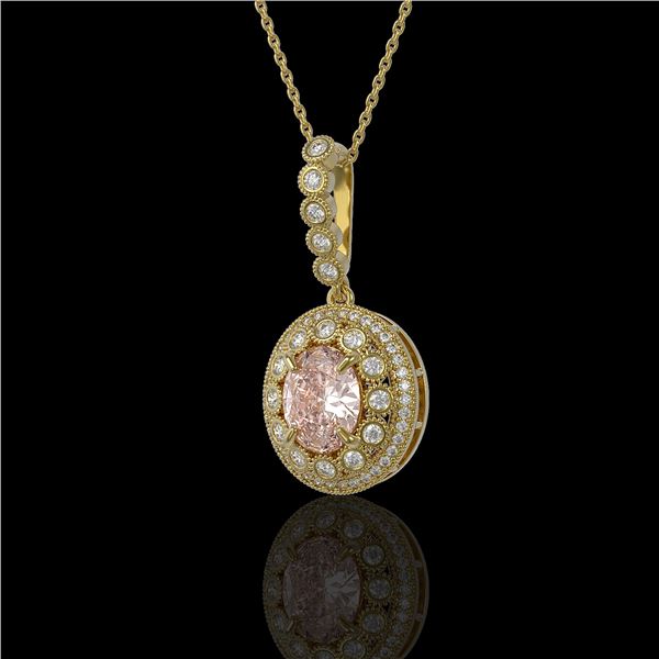 3.92 ctw Morganite & Diamond Victorian Necklace 14K Yellow Gold - REF-167F5M