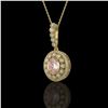 Image 1 : 3.92 ctw Morganite & Diamond Victorian Necklace 14K Yellow Gold - REF-167F5M