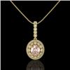 Image 2 : 3.92 ctw Morganite & Diamond Victorian Necklace 14K Yellow Gold - REF-167F5M