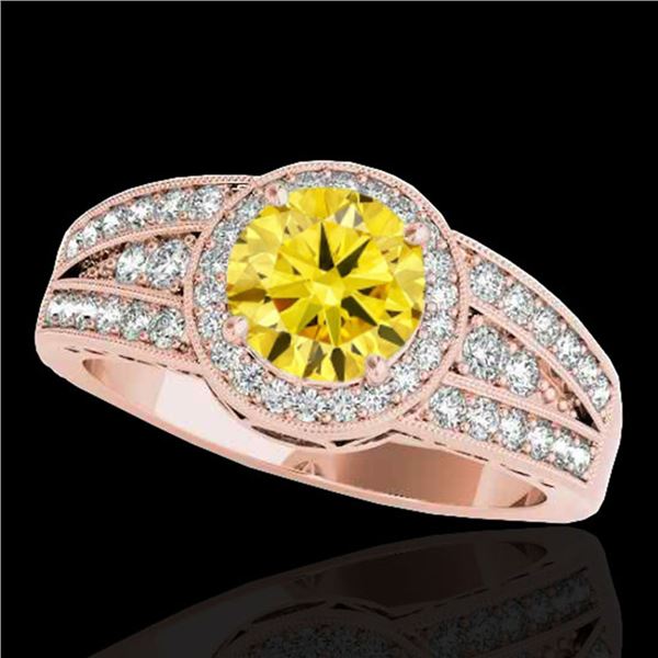 1.5 ctw Certified SI/I Fancy Intense Yellow Diamond Ring 10k Rose Gold - REF-211Y4X