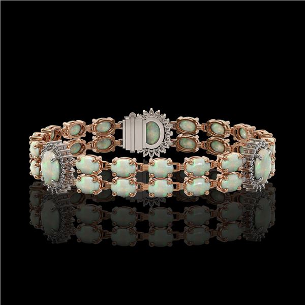 14.39 ctw Opal & Diamond Bracelet 14K Rose Gold - REF-254W4H