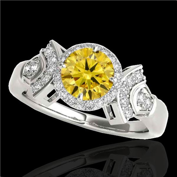 1.56 ctw Certified SI/I Fancy Intense Yellow Diamond Ring 10k White Gold - REF-245F5M