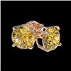 Image 3 : 1.54 ctw Certified Intense Yellow Diamond Stud Earrings 10k Rose Gold - REF-157H3R