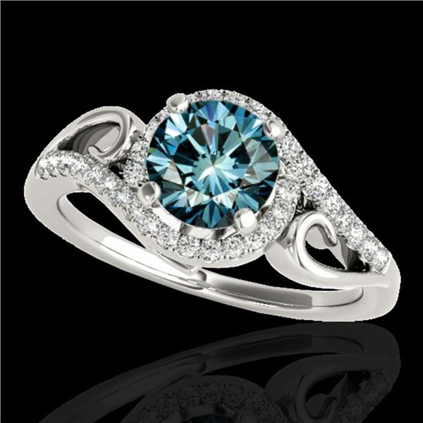 1.25 ctw SI Certified Fancy Blue Diamond Halo Ring 10k White Gold - REF-116Y6X