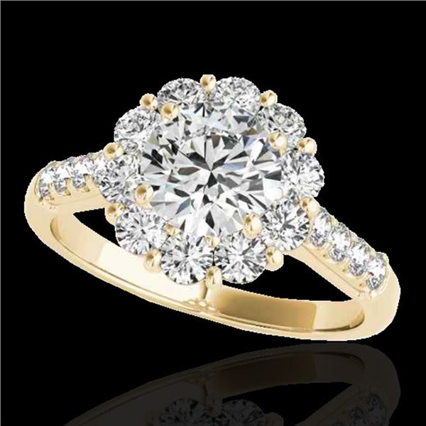 2.75 ctw Certified Diamond Solitaire Halo Ring 10k Yellow Gold - REF-353M2G