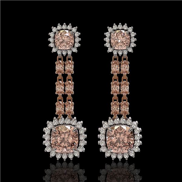 17.42 ctw Morganite & Diamond Earrings 14K Rose Gold - REF-431R3K