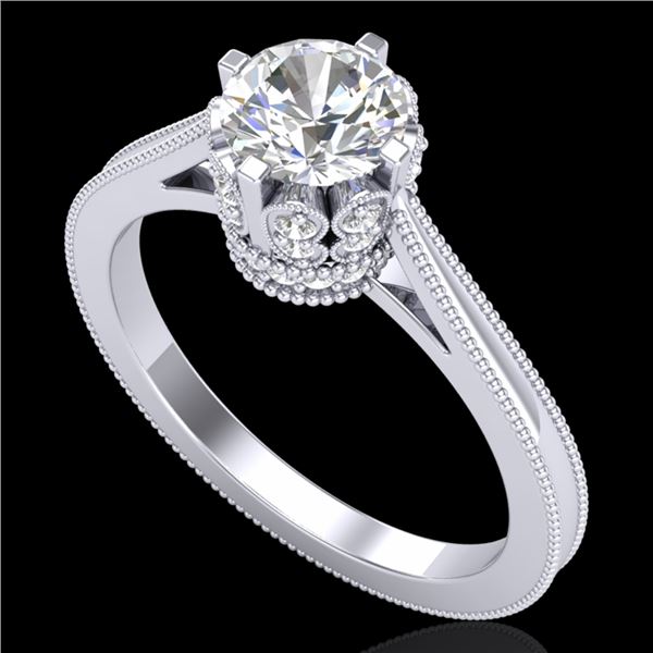 1.14 ctw VS/SI Diamond Art Deco Ring 18k White Gold - REF-220R5K