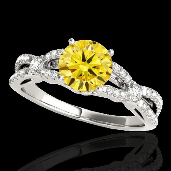 1.35 ctw Certified SI/I Fancy Intense Yellow Diamond Ring 10k White Gold - REF-190H9R