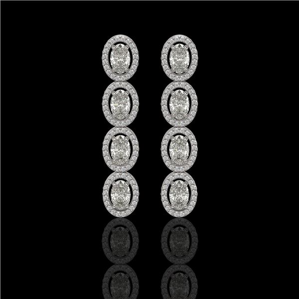 5.33 ctw Oval Cut Diamond Micro Pave Earrings 18K White Gold - REF-736F8M